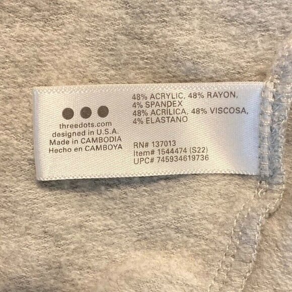 Three Dots 1/4 Zip Super Buttery Soft Pullover Sweatshirt Heather Gray Med - Picture 9 of 9